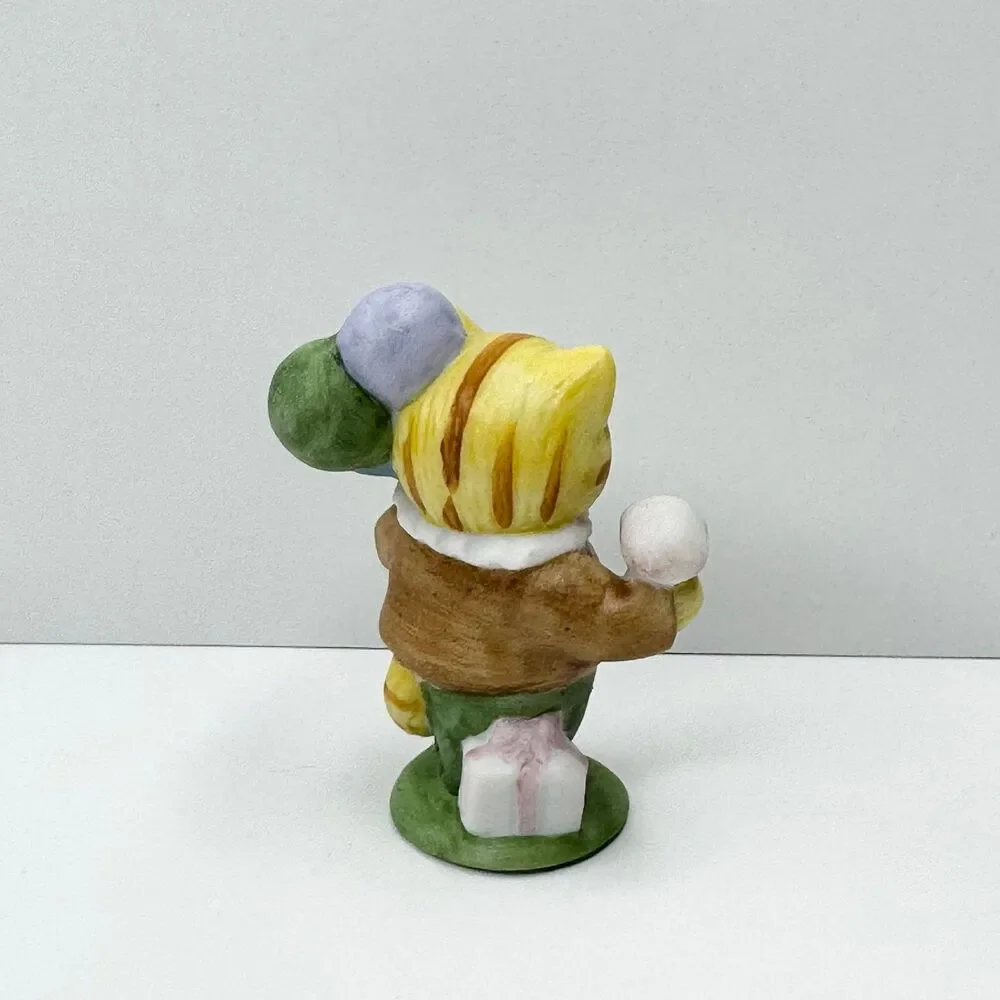 1990 Schmid Kitty Cucumber Mini Cat Figurine Balloons Ice Cream Party Treat - Picture 5 of 8